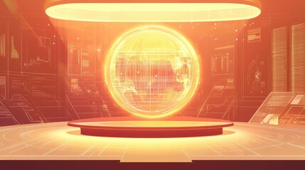 Global data network analyzing digital information hologram