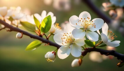 Spring Blossom On A Branch Of A Fruit Tree In Closeup