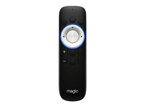Black remote control isolated on transparent background