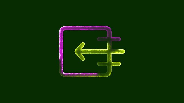 Exit, export, or logout icon in glowing neon style isolated on transparent background