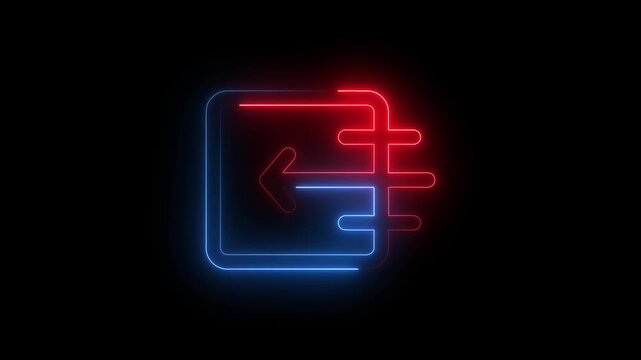 Neon export icon data transfer sign out logout concept isolated on transparent background