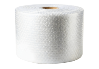 Roll of white bubble wrap isolated on transparent background