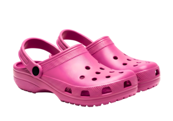 Pair of pink clogs isolated on transparent background