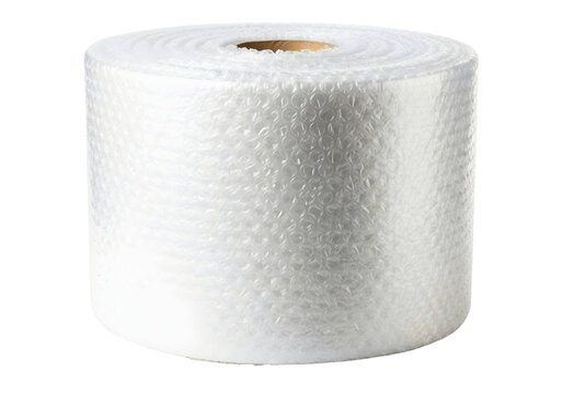 Roll of white bubble wrap isolated on transparent background