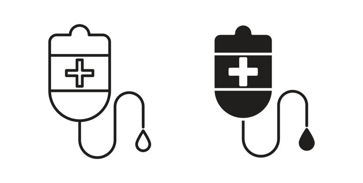 Blood transfusion icon Isolated flat vector in outline collection on white background
