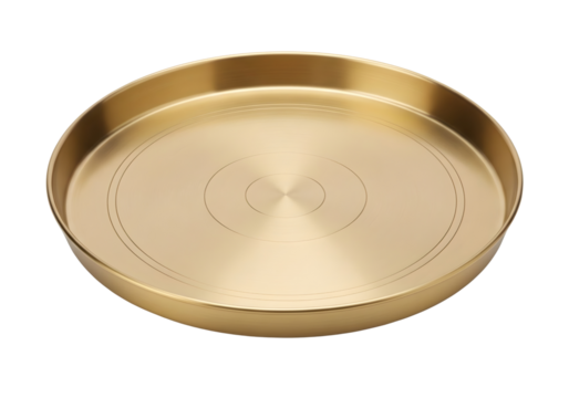 Round brass plate isolated on transparent background