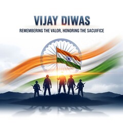 Naklejka premium Vijay diwas indian soldiers honoring sacrifice with flag and ashoka chakra