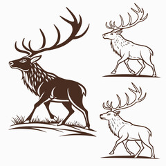 Majestic Deer Silhouettes: A collection of elegant deer silhouettes, showcasing their iconic antlers, evokes a sense of wildlife artistry, nature's grace, and the essence of the great outdoors.