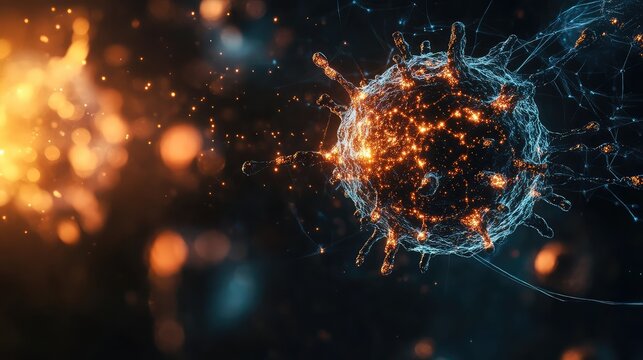 Virus particles multiplying rapidly causing global epidemic spread