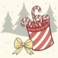 Holiday Treats: A collection of candy canes and a festive ribbon, evoking feelings of warmth and joy. The image captures the essence of the season with a whimsical touch.