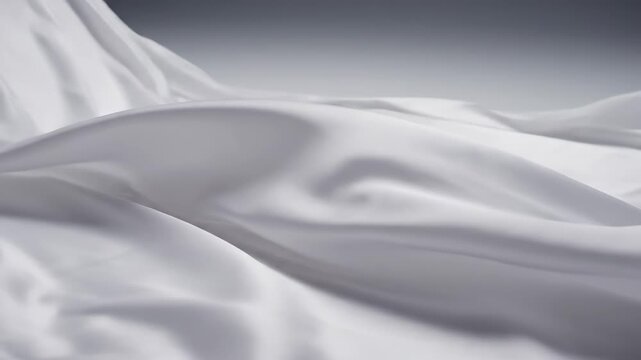 Smooth flowing white fabric with subtle creases and shadows creating an abstract background.