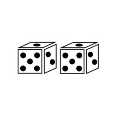 Minimal Six-Sided Dice Icon Isolated on White.