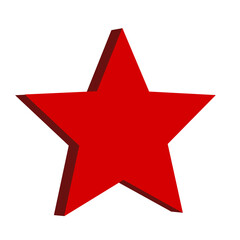 A bold red star graphic with a 3D effect on a black background, representing a symbol of communism, socialism, or general success. 
