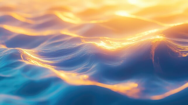 Golden sunset light reflecting on serene ocean waves