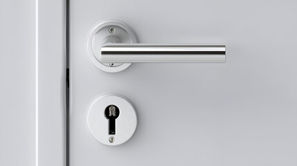 Close-up view of a modern door handle and keyhole, showcasing sleek design and contemporary aesthetics.