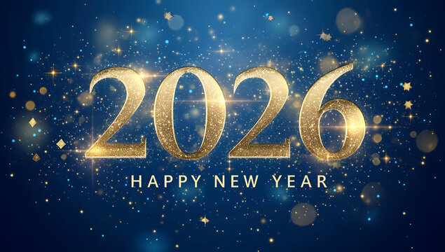 Celebrate the arrival of 2026 with vibrant graphics and glowing designs, welcoming a joyful New Year.