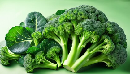 Vibrant Green Broccoli And Kale Create A Healthy And Nutritious Display Of Fresh Produce Perfect For A Culinary Background