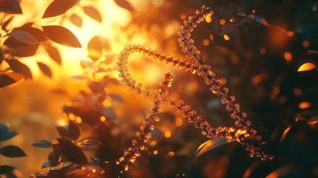 Abstract dna helix structure glowing in warm light