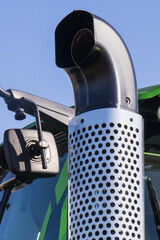 Exhaust pipe of truck or tractor. Reduction smoke in transportation