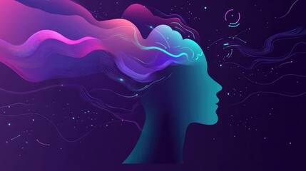 Human mind expanding with cosmic energy and creativity