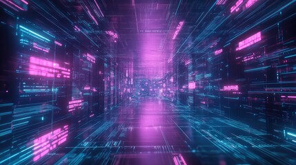 Digital data streaming in futuristic network tunnel