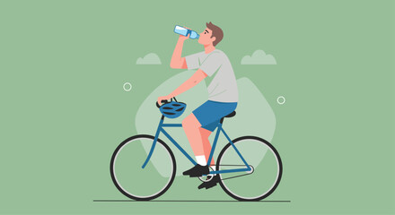 Fototapeta premium Stay hydrated with a refreshing drink while cycling outdoors for a healthy active lifestyle and enjoying nature's beauty on a sunny day