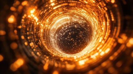 Abstract glowing data tunnel representing digital information flow