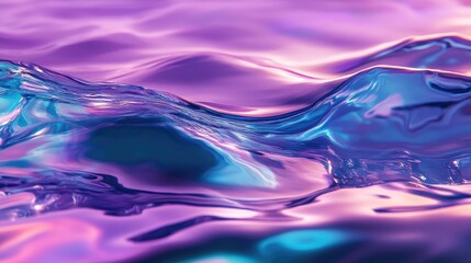 Abstract fluid surface creating vibrant purple and blue water waves