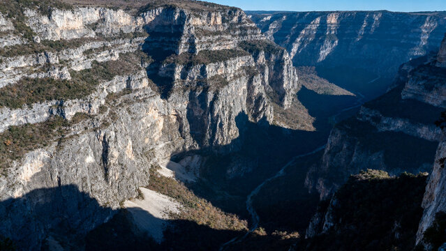 Deep rocky canyon with winding river