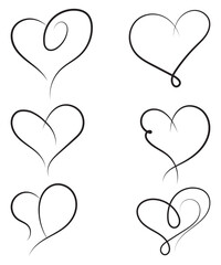 Elegant Heart Line Art Collection for Valentine Day Designs.