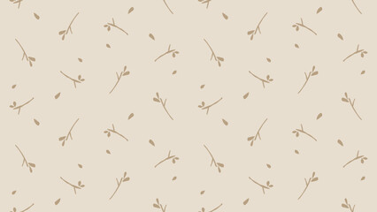 Seamless minimal branch pattern on cream background in vector style