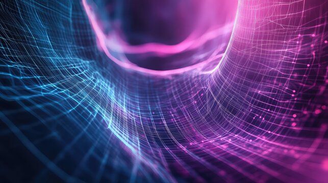 Abstract digital network grid forming a vibrant data tunnel - Powered by Adobe