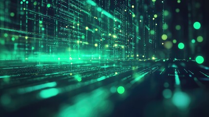 Digital data stream flowing in a futuristic network cyberspace