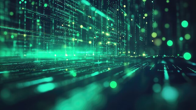 Digital data stream flowing in a futuristic network cyberspace - Powered by Adobe