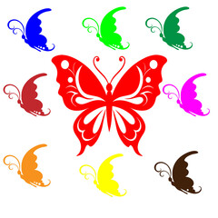 set of colorful butterflies