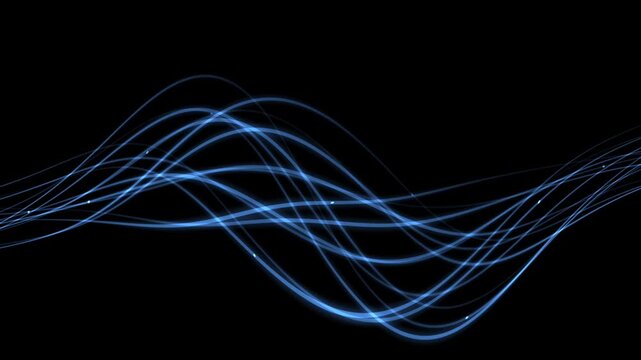 Abstract glowing blue wave lines motion background.