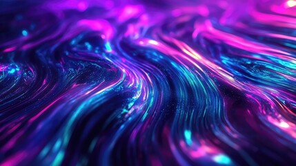 Luminous liquid waves flowing vibrant neon colors
