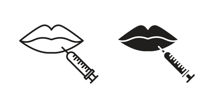 Lips injection icon Isolated flat vector in outline collection on white background