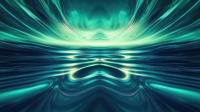 Abstract light energy streams flowing reflection surface