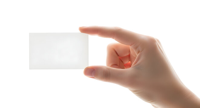 Hand holding blank card A simple gesture for your branding needs and promotional message with a clean design