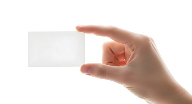 Hand holding blank card A simple gesture for your branding needs and promotional message with a clean design