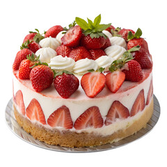 Strawberry cake on transparent background