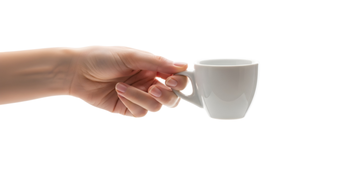 Human Hand Holding a White Cup A Simple Gesture for Coffee or Tea Enjoyment