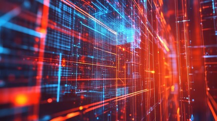 Digital network grid representing data big data flow