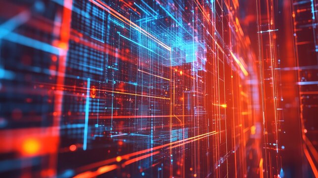 Digital network grid representing data big data flow