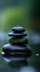 stacked flat stones, zen - generative ai