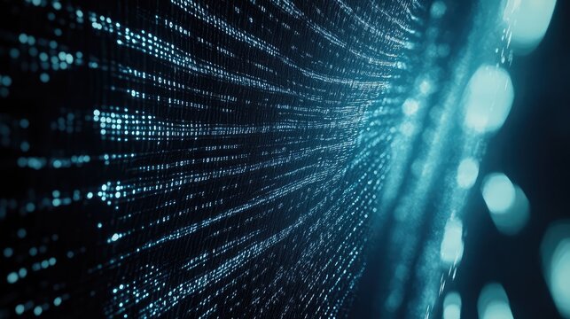 Digital data stream flowing in virtual cyber tunnel