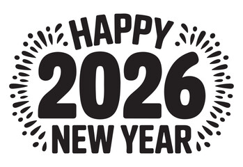 Happy New Year 2026 vector graphic festive celebration design isolated on white