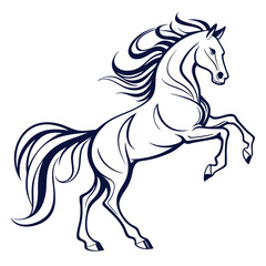 Stylized horse rearing up with flowing mane and tail design