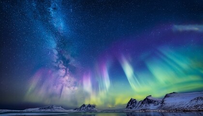 Northern Lights In The Night Sky Beautiful Night With Stars Aurora Borealis Aurora Polaris Polar Lights Stars Norway Iceland Greenland